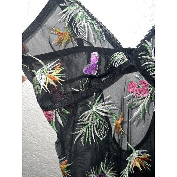 Inc Intimates Bodysuit Lingerie Top Embroidered Floral Butterflies Small NEW 1A - Picture 6 of 12
